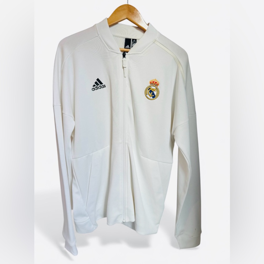 Adidas White Bomber Jacket with Black Lettering - Picture 3 of 5